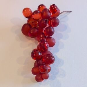 Vintage Lucite Bunch Of Red Grapes. 8" With Stem.